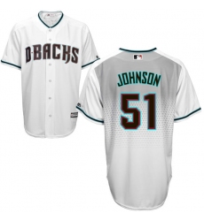 Men's Majestic Arizona Diamondbacks #51 Randy Johnson Authentic White/Capri Cool Base MLB Jersey