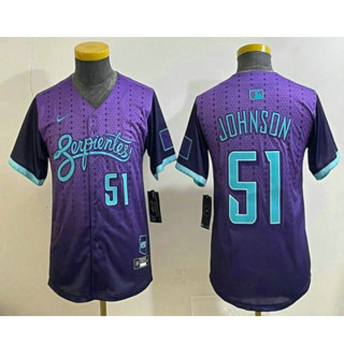 Youth Arizona Diamondbacks #51 Randy Johnson Purple 2025 City Connect Limited Jersey