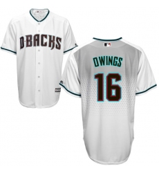 Men's Majestic Arizona Diamondbacks #16 Chris Owings Replica White/Capri Cool Base MLB Jersey