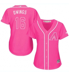 Women's Majestic Arizona Diamondbacks #16 Chris Owings Replica Pink Fashion MLB Jersey