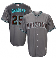 Men's Majestic Arizona Diamondbacks #25 Archie Bradley Authentic Gray/Turquoise Cool Base MLB Jersey