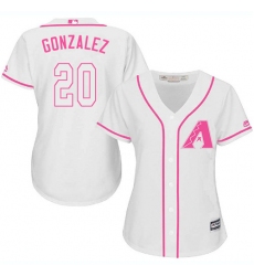 Women's Majestic Arizona Diamondbacks #20 Luis Gonzalez Authentic White Fashion MLB Jersey