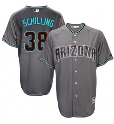 Men's Majestic Arizona Diamondbacks #38 Curt Schilling Replica Gray/Turquoise Cool Base MLB Jersey