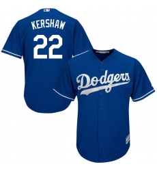 Men's Majestic Los Angeles Dodgers #22 Clayton Kershaw Authentic Royal Blue Alternate Cool Base MLB Jersey