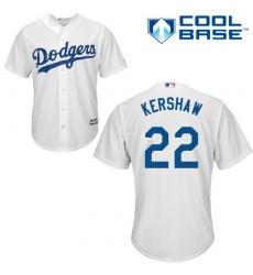 Youth Majestic Los Angeles Dodgers #22 Clayton Kershaw Authentic White Home Cool Base MLB Jersey
