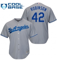 Youth Majestic Los Angeles Dodgers #42 Jackie Robinson Authentic Grey Road Cool Base MLB Jersey