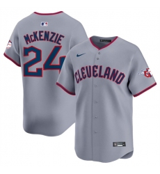 Men's Cleveland Guardians #24 Triston McKenzie Gray 2025 Alternate Limited Stitched Baseball Jersey