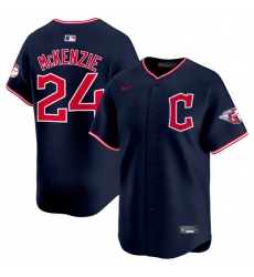 Men's Cleveland Guardians #24 Triston McKenzie Navy 2025 Alternate Limited Stitched Baseball Jersey