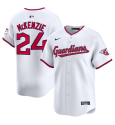 Men's Cleveland Guardians #24 Triston McKenzie White Home Limited Stitched Baseball Jersey