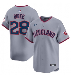 Men's Cleveland Guardians #28 Tanner Bibee Gray 2025 Alternate Limited Stitched Baseball Jersey