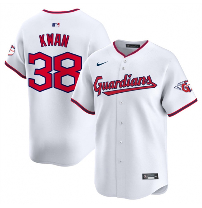 Men's Cleveland Guardians #38 Steven Kwan White Home Limited Stitched Baseball Jersey