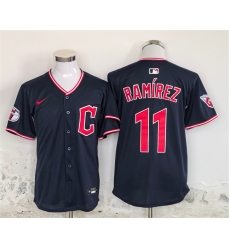 Men's Cleveland Guardians #11 Jose Ramirez Navy Stitched Baseball Jersey