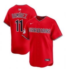 Men's Cleveland Guardians #11 Jose Ramirez Red Alternate Limited Stitched Baseball Jersey