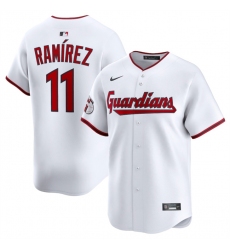 Men's Cleveland Guardians #11 Jose Ramirez White Home Limited Stitched Baseball Jersey