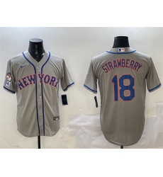 Men's New York Mets #18 Darryl Strawberry Grey 2025 Spring Training Cool Base Stitched Baseball Jersey