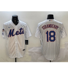 Men's New York Mets #18 Darryl Strawberry White 2025 Spring Training Cool Base Stitched Baseball Jersey