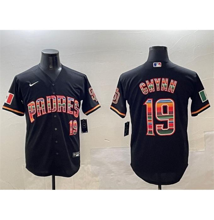 Men's San Diego Padres #19 Tony Gwynn Black Mexico Cool Base Stitched Baseball Jersey