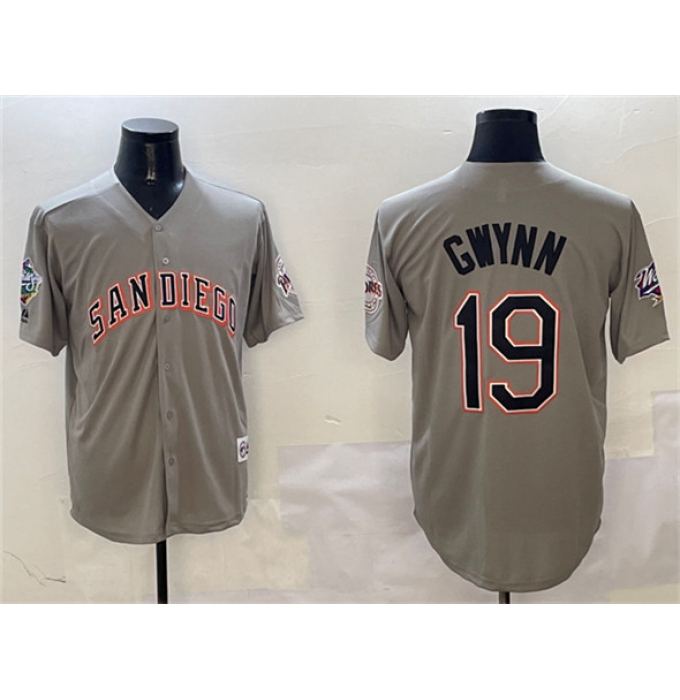 Men's San Diego Padres #19 Tony Gwynn Gray With Cool Base Stitched Jersey