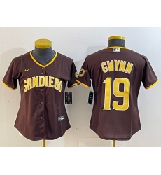 Women's San Diego Padres #19 Tony Gwynn Brown Stitched Baseball Jersey(Run Small)