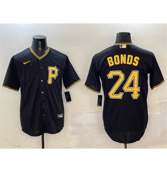 Men's Pittsburgh Pirates #24 Barry Bonds Black Cool Base Stitched Baseball Jersey