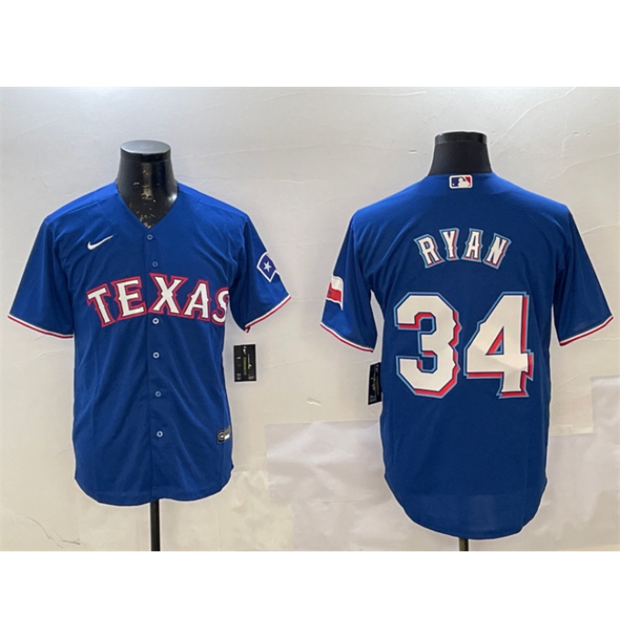 Men's Texas Rangers #34 Nolan Ryan Royal Cool Base Stitched Baseball Jersey