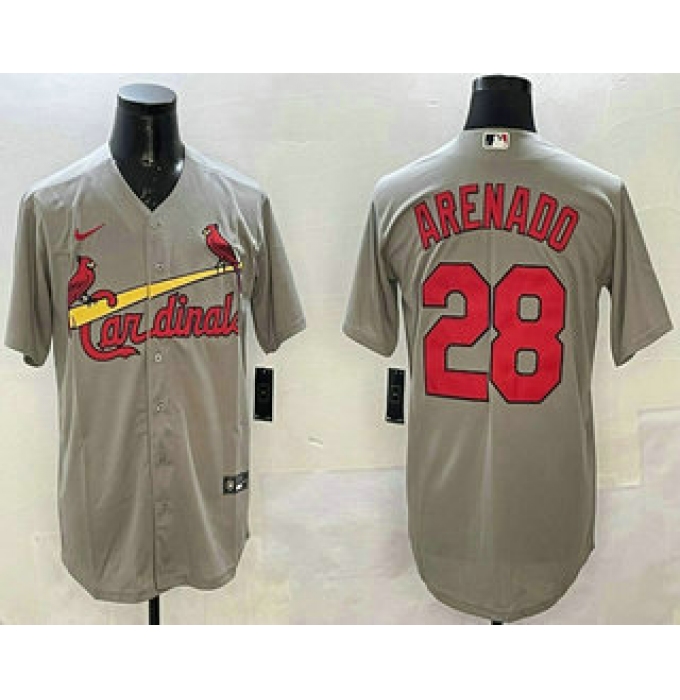 Men's St Louis Cardinals #28 Nolan Arenado Grey Stitched Cool Base Nike Jersey