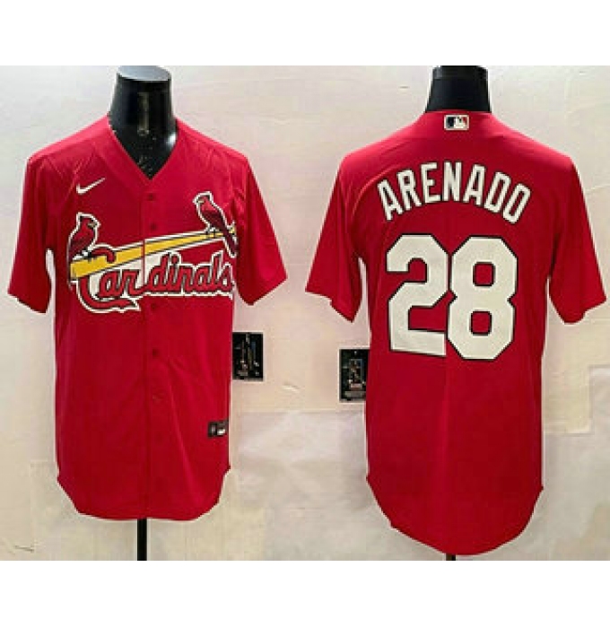 Men's St Louis Cardinals #28 Nolan Arenado Red Stitched Cool Base Nike Jersey