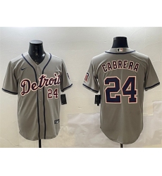 Men's Detroit Tigers #24 Miguel Cabrera Gray Cool Base Stitched Baseball Jersey