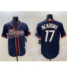 Men's Detroit Tigers #17 Parker Meadows Navy With Cool Base Stitched Baseball Jersey