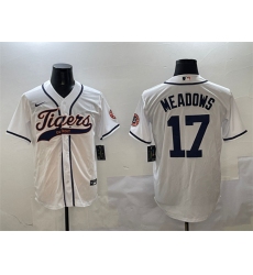 Men's Detroit Tigers #17 Parker Meadows White With Cool Base Stitched Baseball Jersey