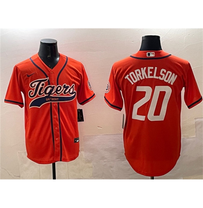 Men's Detroit Tigers #20 Spencer Torkelson Orange With Cool Base Stitched Baseball Jersey