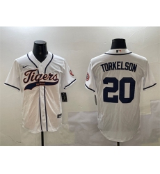 Men's Detroit Tigers #20 Spencer Torkelson White With Cool Base Stitched Baseball Jersey