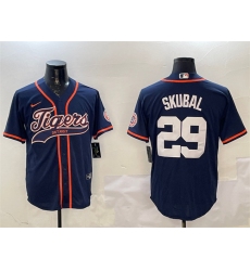 Men's Detroit Tigers #29 Tarik Skubal Navy With Cool Base Stitched Baseball Jersey