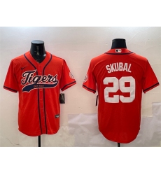 Men's Detroit Tigers #29 Tarik Skubal Orange With Cool Base Stitched Baseball Jersey