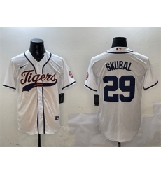 Men's Detroit Tigers #29 Tarik Skubal White With Cool Base Stitched Baseball Jersey