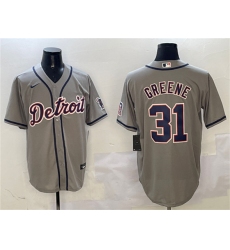 Men's Detroit Tigers #31 Riley Greene Gray With Cool Base Stitched Baseball Jersey