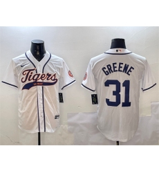 Men's Detroit Tigers #31 Riley Greene White With Cool Base Stitched Baseball Jersey