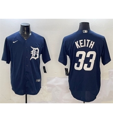 Men's Detroit Tigers #33 Colt Keith Navy Cool Base Stitched Baseball Jersey