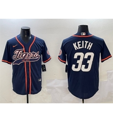 Men's Detroit Tigers #33 Colt Keith Navy With Cool Base Stitched Baseball Jersey