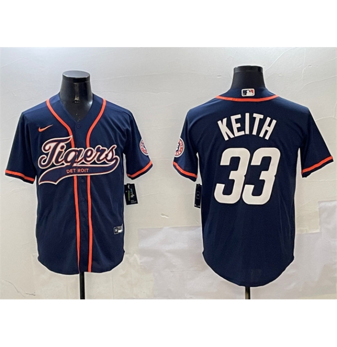 Men's Detroit Tigers #33 Colt Keith Navy With Cool Base Stitched Baseball Jersey