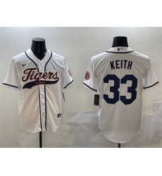 Men's Detroit Tigers #33 Colt Keith White With Cool Base Stitched Baseball Jersey