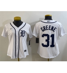 Women's Detroit Tigers #31 Riley Greene White Cool Base Stitched Baseball Jersey(Run Small)