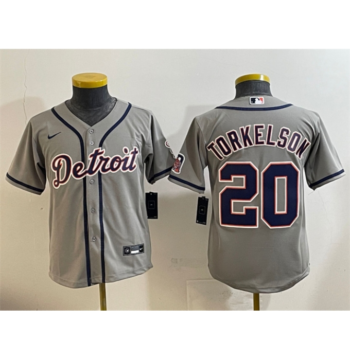 Youth Detroit Tigers #20 Spencer Torkelson Gray Cool Base Stitched Baseball Jersey