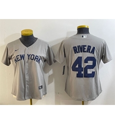 Women's New York Yankees #42 Mariano Rivera Grey Cool Base Stitched Baseball Jersey(Run Small)