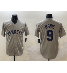 Men's New York Yankees #9 Roger Maris Gray Cool Base Stitched Baseball Jersey