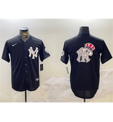 Men's New York Yankees Team Big Logo Black With Cool Base Stitched Baseball Jersey