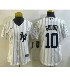 Women's New York Yankees #10 Goduti White Cool Base Stitched Jersey