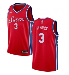 Men's Nike Philadelphia 76ers #3 Allen Iverson Authentic Red Alternate NBA Jersey Statement Edition