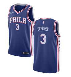 Men's Nike Philadelphia 76ers #3 Allen Iverson Swingman Blue Road NBA Jersey - Icon Edition