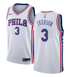 Women's Nike Philadelphia 76ers #3 Allen Iverson Authentic White Home NBA Jersey - Association Edition